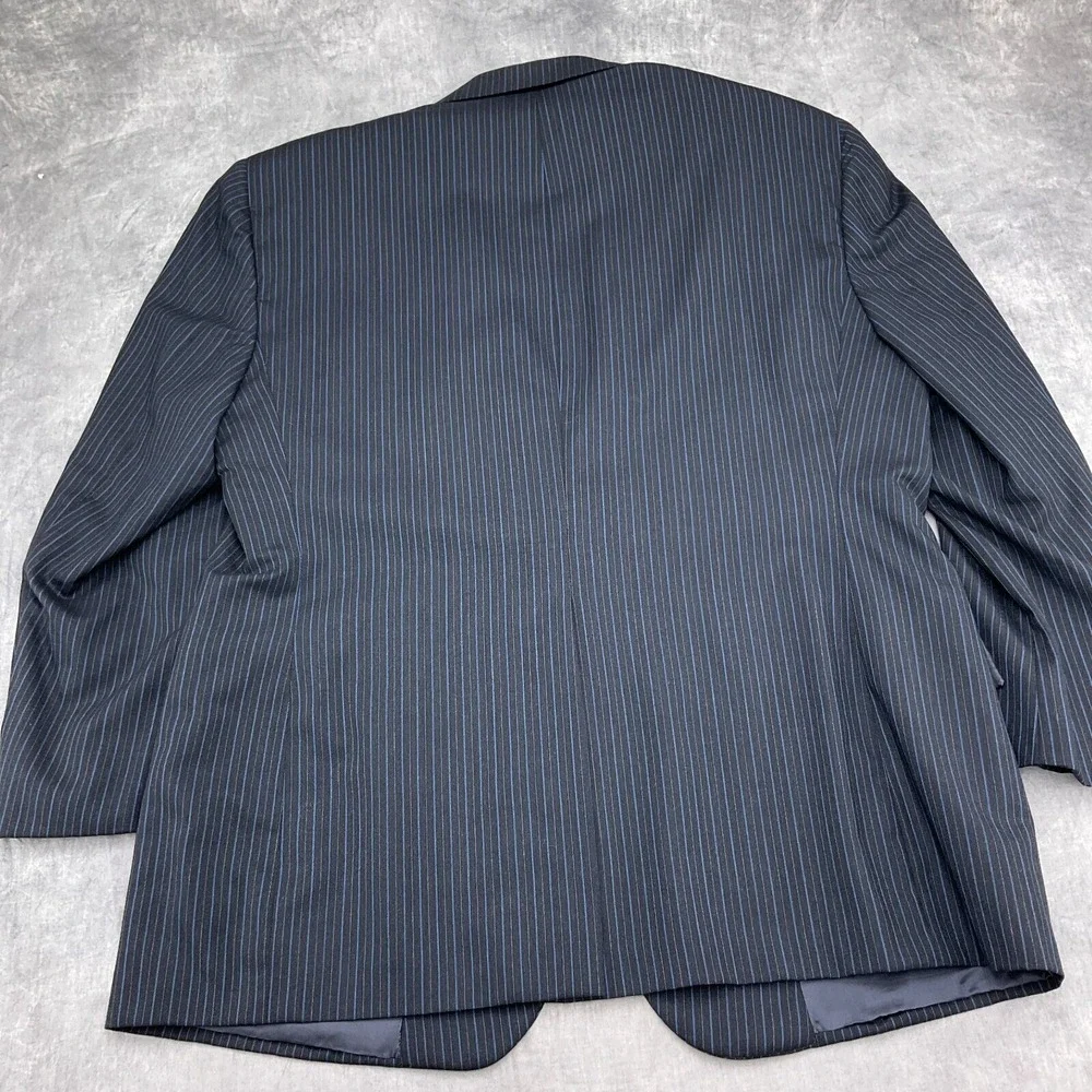 Joseph Scafidi Suit Men 44R Gray Blue Pinstripe Bespoke Classic Career Party 2pc